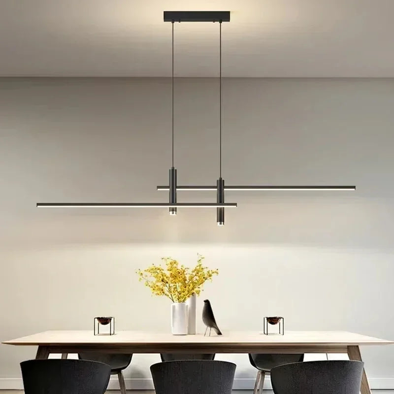 suspension lumineuse moderne noire led pendentif minimaliste rectangulaire lisse opaque tactile