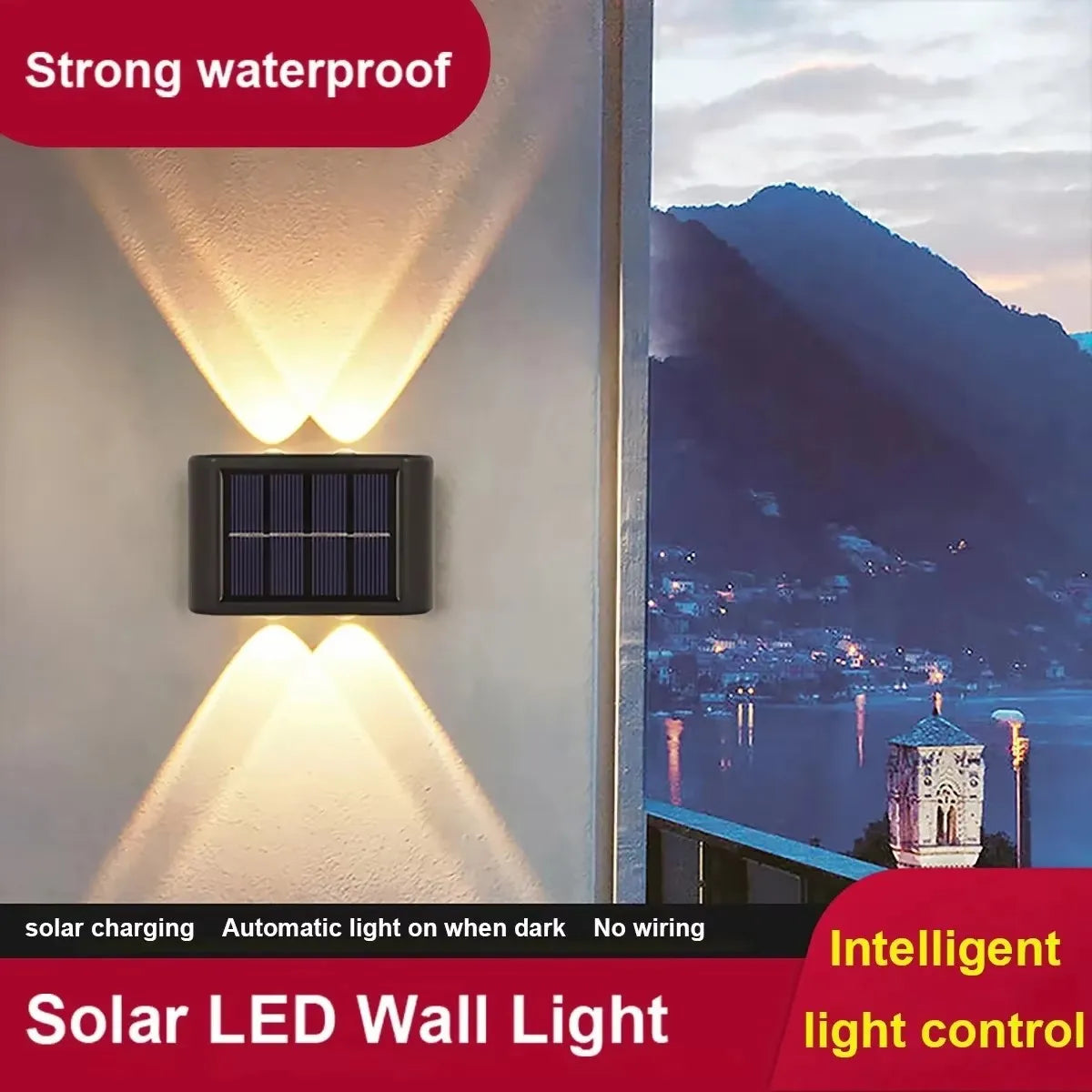 lampe murale solaire led noir panneau photovoltaïque vis moderne autonome