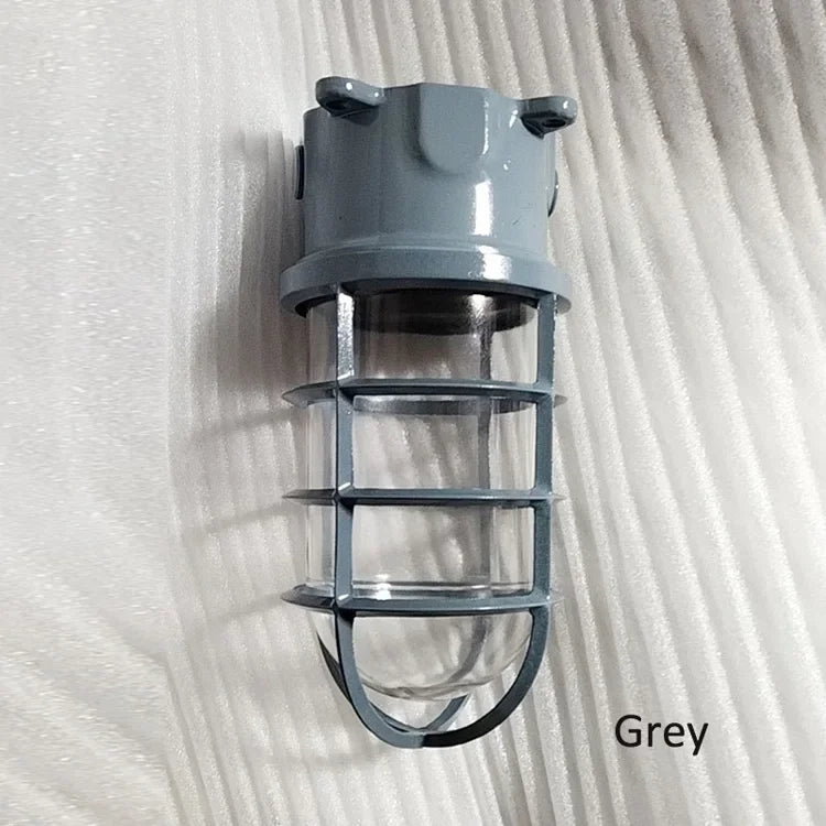 lampe murale industrielle vintage bronze noir gris ampoule e27 verre translucide grille métallique fixée