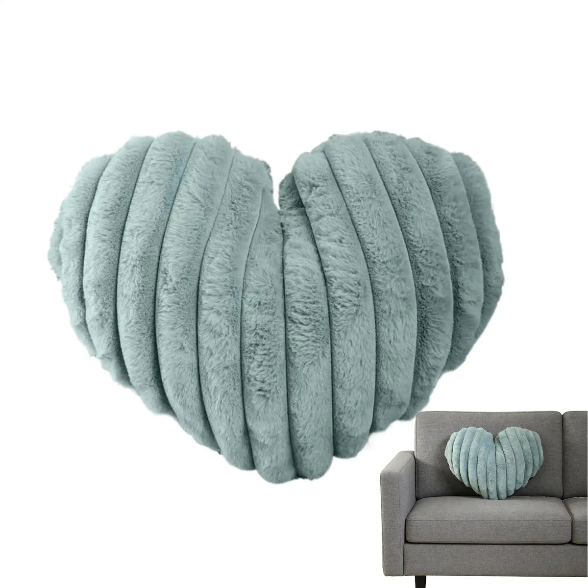 coussin forme cœur texture fourrure couleur blanc rouge moderne doux salon chambre coucher