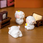 figurines mignonnes moutons résine couleurs variées visage souriant ruban cartoon