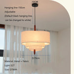 lampe suspendue tissu main beige moderne wabi sabi chaîne noire salon chambre