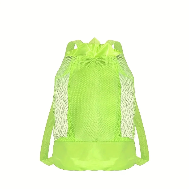 sac dos réutilisable polyestère maille rose bleu vert clair moderne fermeture éclair poche cordon