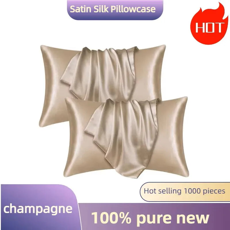 protège oreiller satin violet rose noir champagne moderne doux lit coton polyester