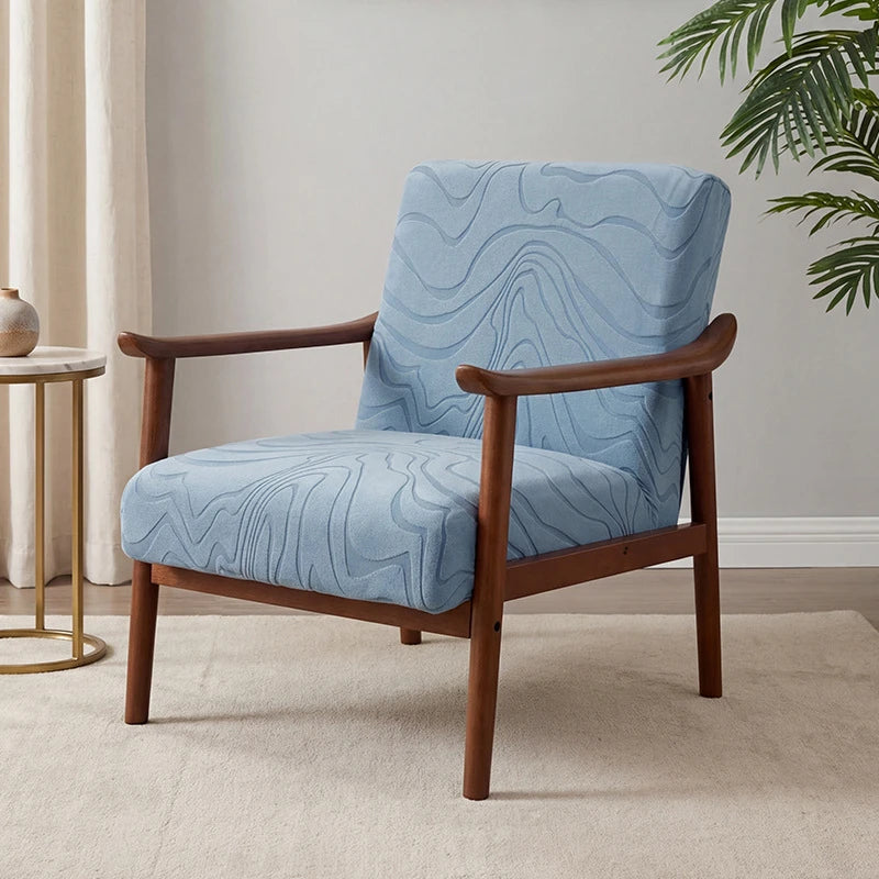 housses fauteuil moderne polyester imprimé feuilles marbre blanc gris bleu vert opaques