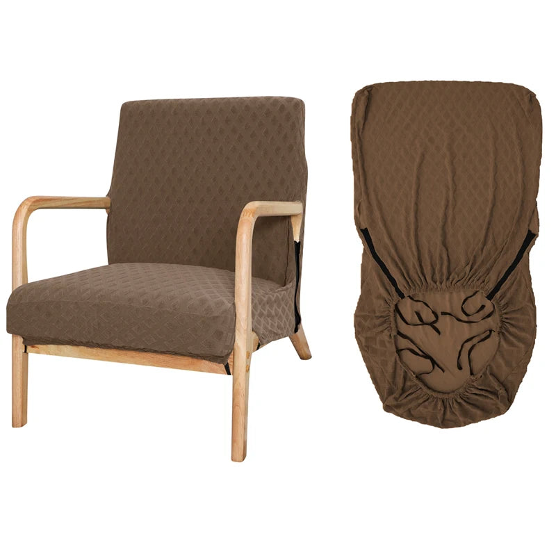 housse fauteuil élastique polyester vert motif géométrique moderne élastiques inclusion fermeture glissière