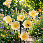abreuvoir oiseaux céramique station abreuvement abeilles bain papillons piquet jardin décoration extérieur fleurs rouges