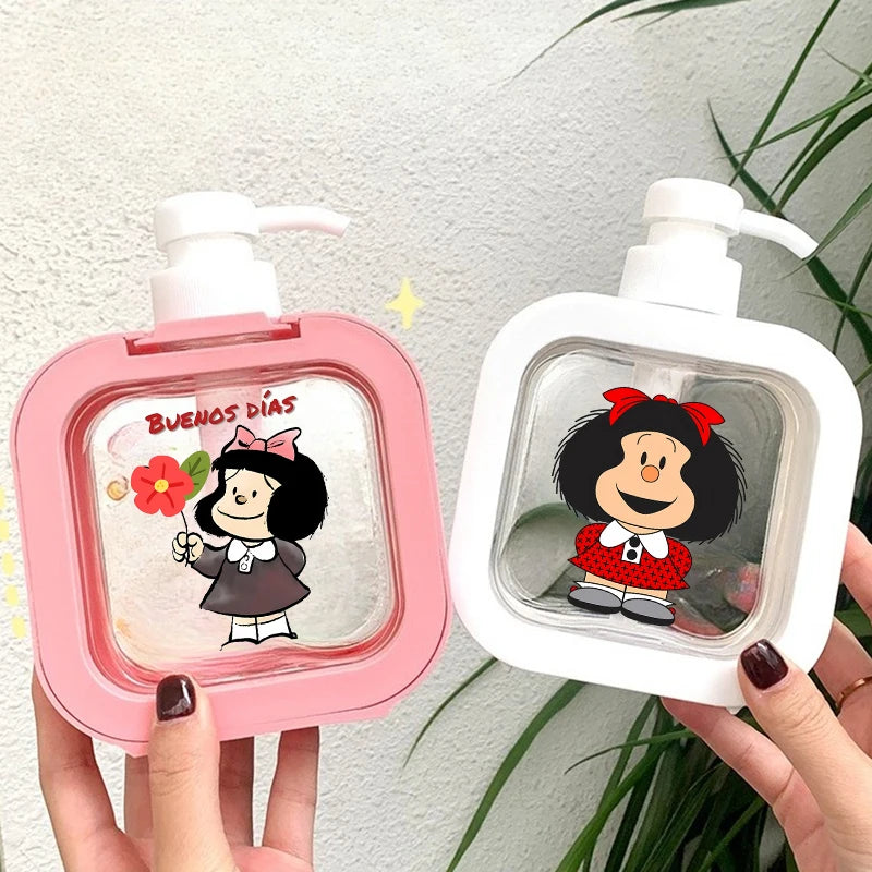 distributeur savon liquide rose personnages animés transparent moderne 300ml rechargeable