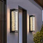 applique murale contemporaine led noire effet verre strié ip65 35cm 16cm 12cm