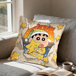 housse coussin carrée décorative dessin animé shin chan blanc lit salon maison