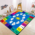 tapis éducatif alphabet animal chiffres moderne coloré enfants salon chambre bleu rouge orange vert
