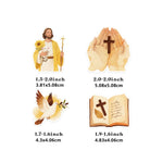 autocollants jésus illustration vintage 50 pièces beige marron doré motifs religieux