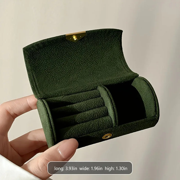 boîte bijoux velours vert foncé rangement classique bouton doré anneaux bracelets opacité anti corrosion