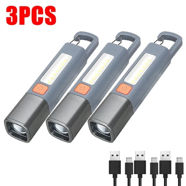 lampe torche gris rechargeable lumiere intense ip68 étanche réglable camping