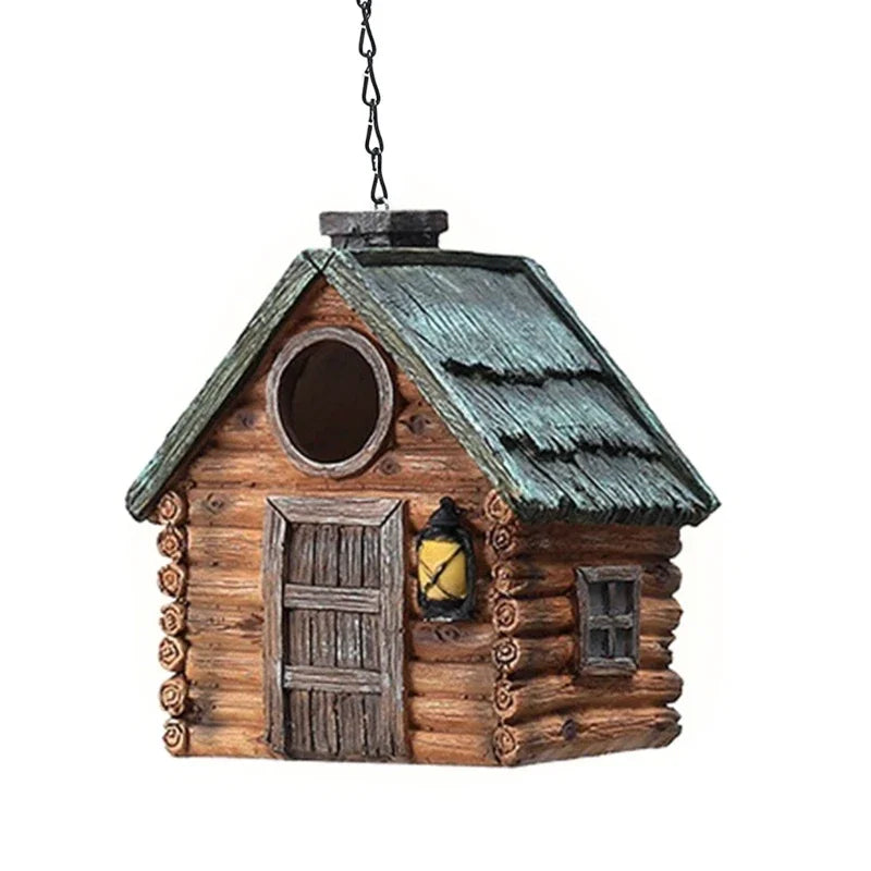 nid oiseaux suspendu résine marron vert rustique fenêtre porte lanterne cheminéeextérieur imitation bois tuiles
