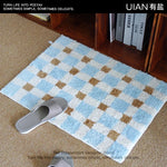 tapis violet vert moderne polyester imperméable anti dérapant carreaux géométriques doux
