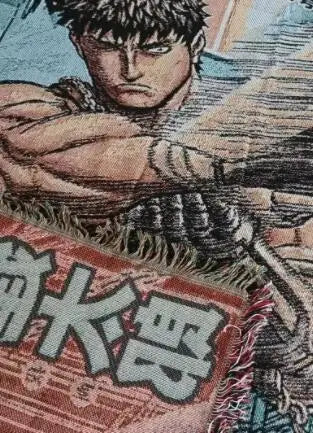 tapisserie anime personnages japonais texte bordure frisée portable voyage maison