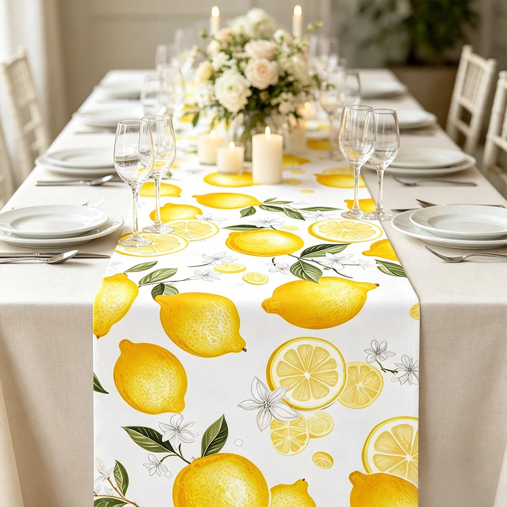 tableau citron chemis table imprimé fleurs motifs fruits décoration saisonnière été printemps rustique extérieurintérieur