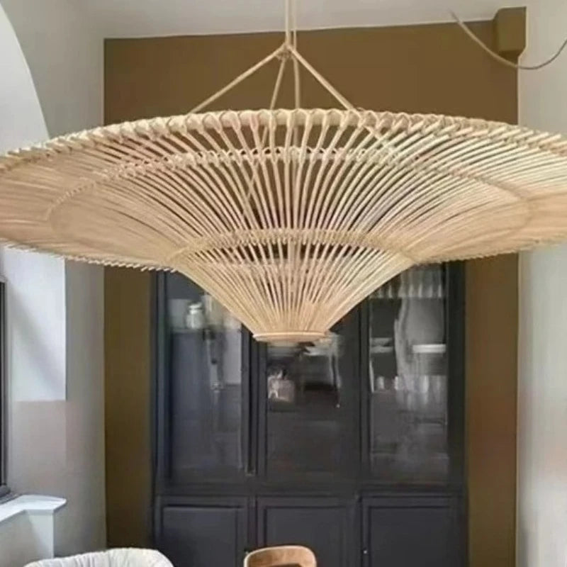 suspension rotin tressée moderne naturelle salon restaurant chambre principal