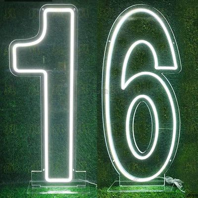 Enseigne LED néon numéro 1 bleu 70 cm décoration anniversaire