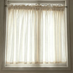 rideaux blanc cassé semi transparents rustique tissu texturé bordure dentelle fenêtre chambre salon japonais