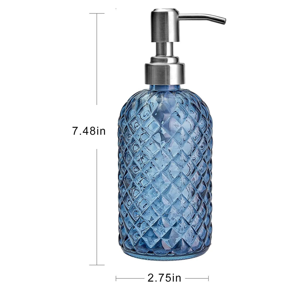 distributeur savon liquide verre transparent moderne bleu vert orange gris rechargeable comptoir salle bains