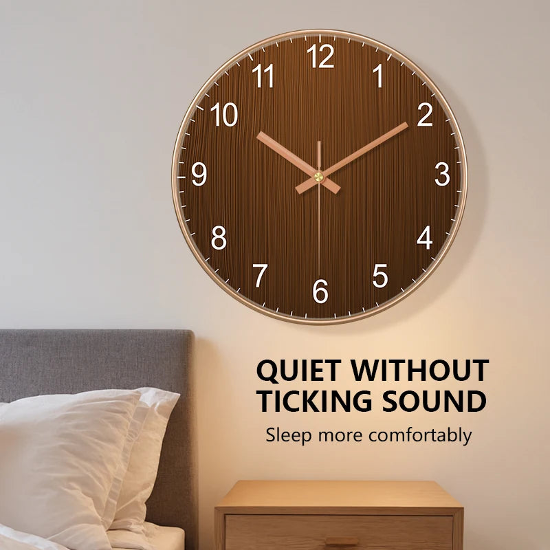 horloge murale bois grainé aiguille quartz minimaliste salon chambre moderne