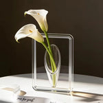 vase transparent acrylique moderne rectangulaire arrondi fleurs artificielles photo cadreœuvre art certificat
