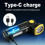 lampe frontale rechargeable led jaune noire aimantée rotation 90 degrés camping