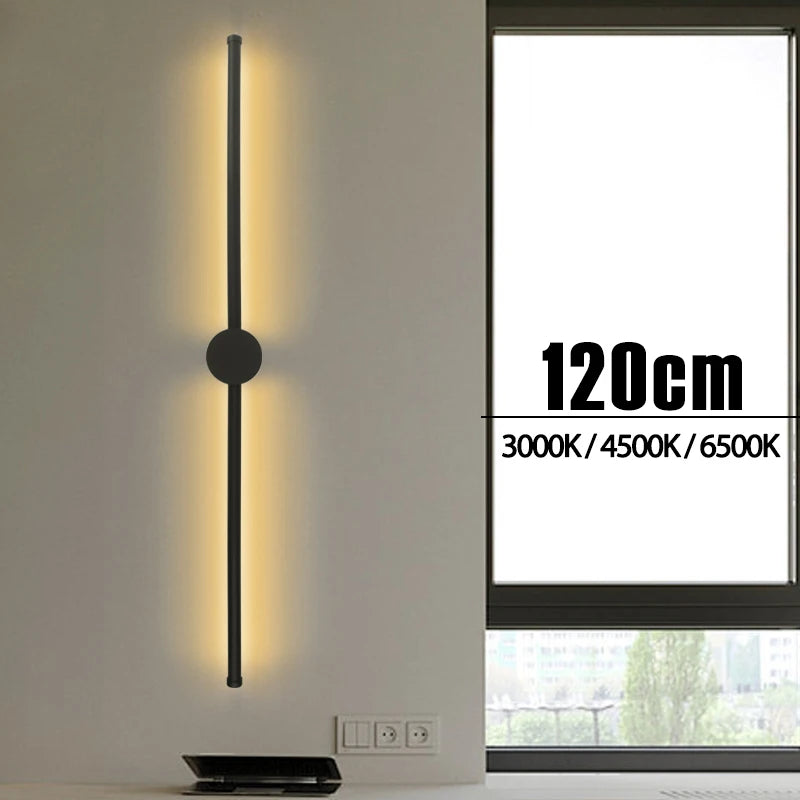 lampe murale led moderne noire 40cm 60cm 80cm 100cm 120cm aluminium