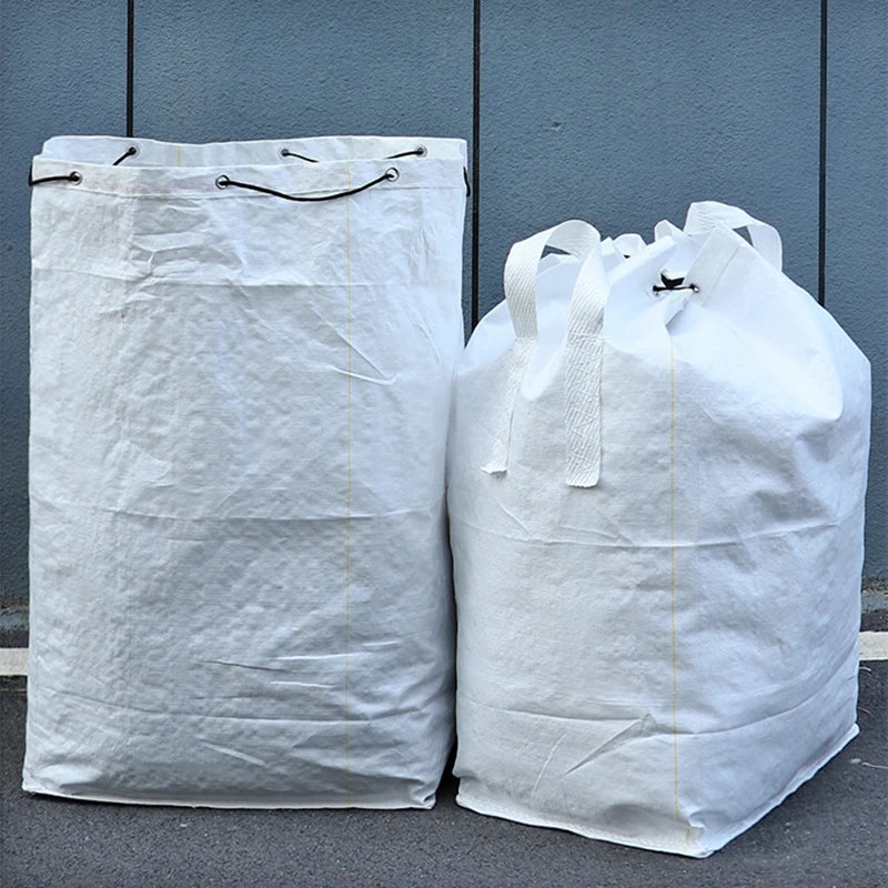 sacs rangement tissu réutilisables blancs robustes anses cordon serrage utilitaires grands espaces organisation articles