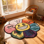 tapis moderne multicolore fleurs stylisées antidérapant polyester résistant salle bain intérieur extérieur soft absorbant'eau