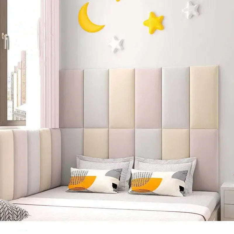 tête lit moderne rectangle stickers adhésifs 20x40cm 20x50cm bleu clair rose pâle