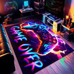 tapis gamer graphique moderne noir multicolore manettes jeu salon chambre