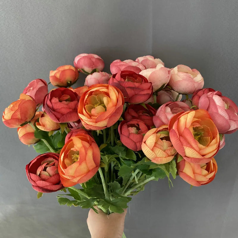 décoration mariage bouquet fleurs artificielles soie pivoine moderne minimalisteintérieur blanc rose rouge orange jaune