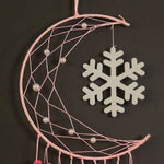 attrape rêves boho spirale lune étoiles plumes or rose multicolore métal