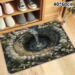 tapis sol moderne gris vert bleu pierre végétation antidérapant polyester facile entretien maison déco