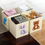boîtes rangement pliables animaux dessin animé beige clair moderne enfant poignées léopard singe ours