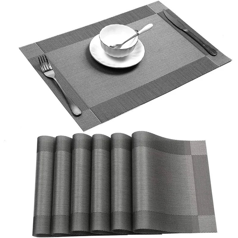 tapis table moderne rectangle gris marron bleu noir beige argent rayures horizontales durable vinyle