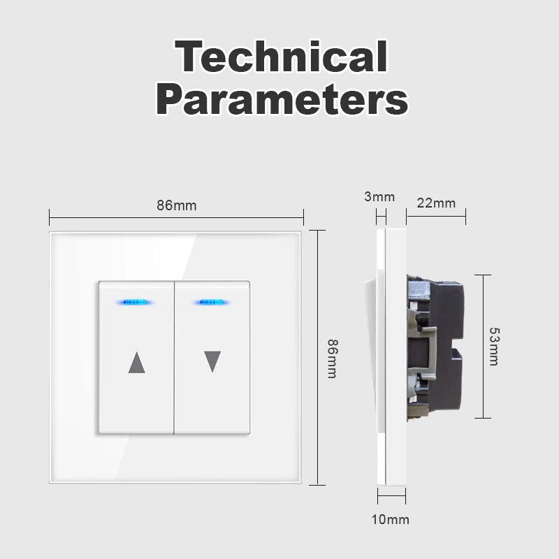 interrupteur mural bouton pression noir blanc gris moderne minimaliste fixations certifications rohs