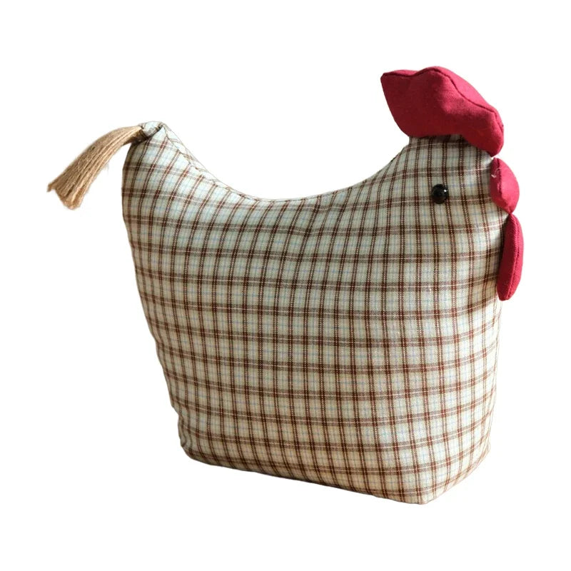 Détail du tissu vichy rayé sur la cale porte coq
