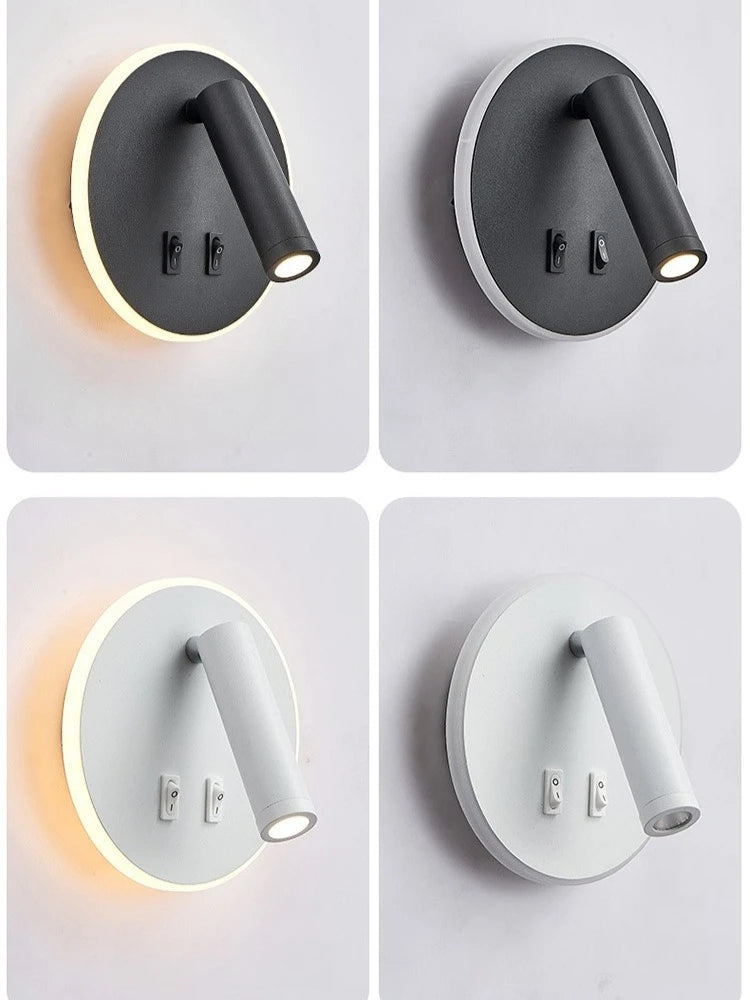 lampe murale moderne led noir blanc interrupteur port usb éclairage quotidien fixée mur ampoles