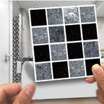 carreaux muraux pvc adhésifs moderne noirs gris blancs brillants 30 pièces décoration intérieure cuisine