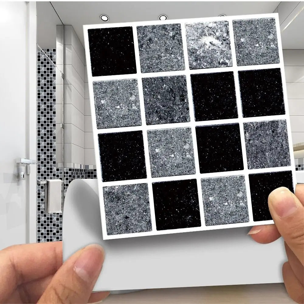carreaux muraux pvc adhésifs moderne noirs gris blancs brillants 30 pièces décoration intérieure cuisine