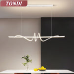 suspension lumineuse moderne led blanc noir doré ondulé minimaliste