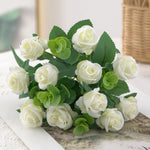 Bouquet artificiel roses feuilles eucalyptus decoration mariage anniversaire intérieurextérieur classique festive