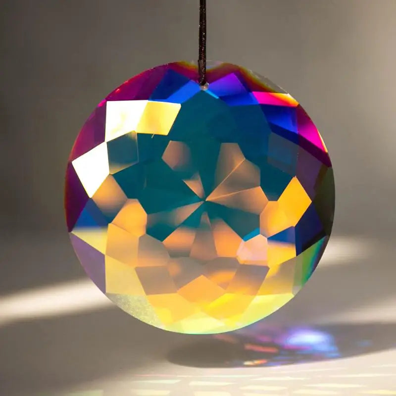 décoration extérieure boule cristal transparente dorée chaîne métallique cloche verre facettée moderne atrape soleil