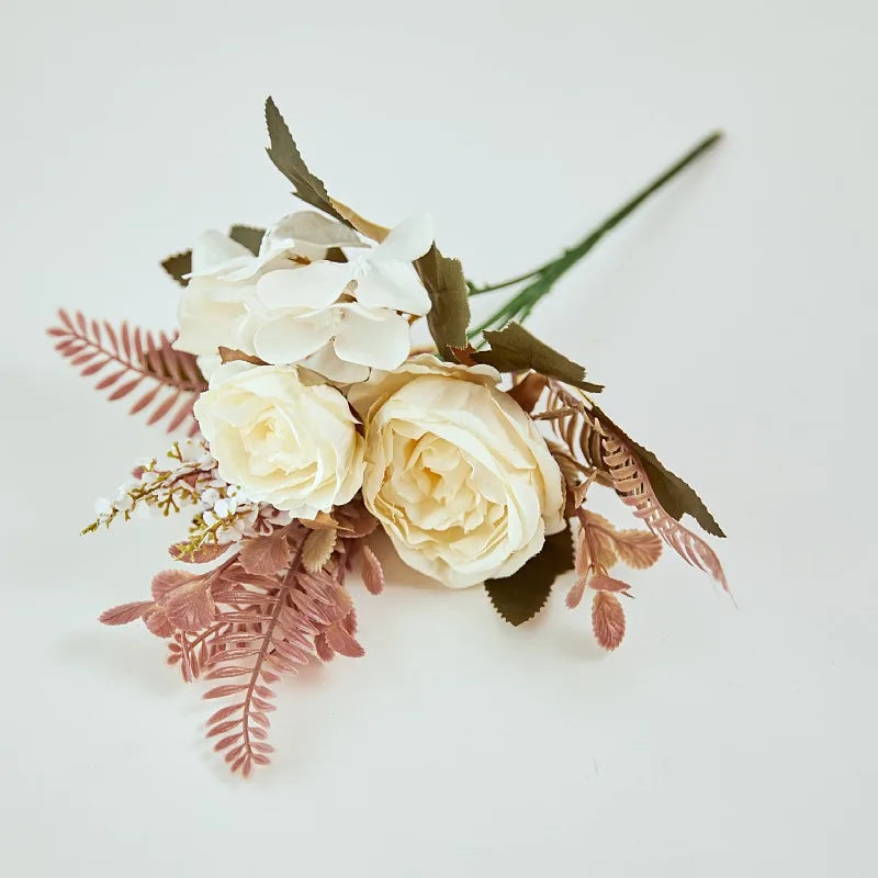 bouquet fleurs artificielles vintage romantique rose beige marron vert doré intérieur mariage chambreDecorationFetePrenuptialeAnniversaireBabyShower