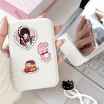stickers kawaii dessins animés personnages desserts rose blanc gris noir opaques téléphone bagages moto