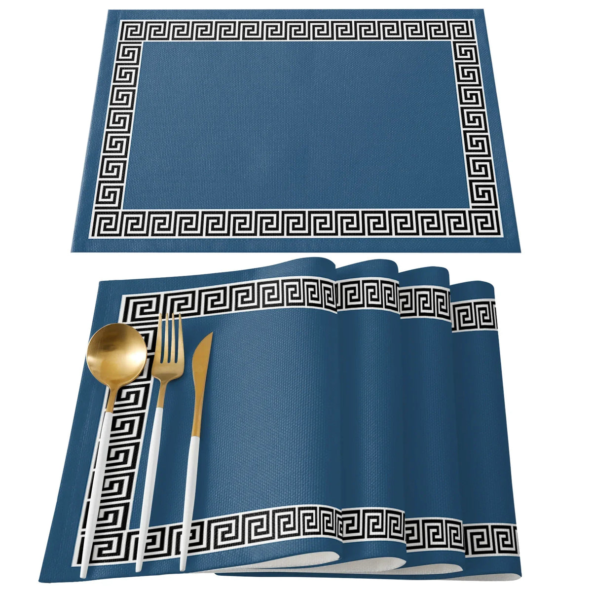 serviettes table classiques motif géométrique rouge gris bleu marine beige
